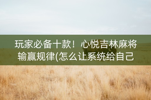 玩家必备十款！心悦吉林麻将输赢规律(怎么让系统给自己好牌)