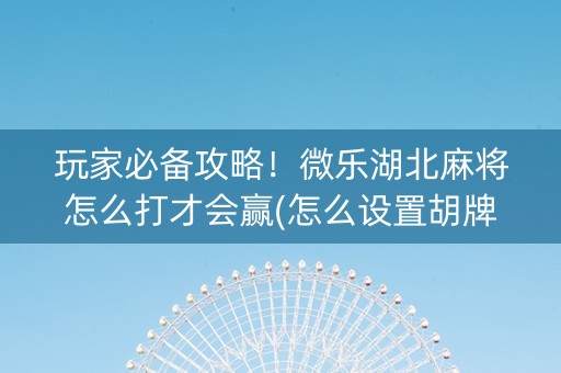 玩家必备攻略！微乐湖北麻将怎么打才会赢(怎么设置胡牌)