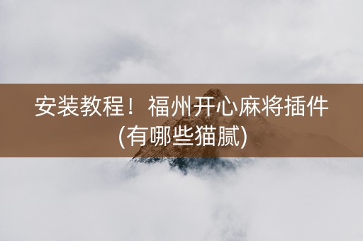 安装教程！福州开心麻将插件(有哪些猫腻)