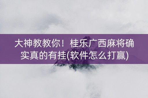 大神教教你！桂乐广西麻将确实真的有挂(软件怎么打赢)