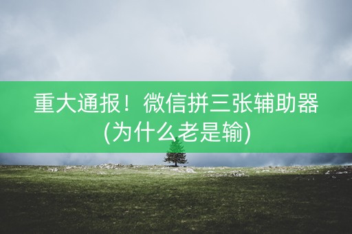 重大通报！微信拼三张辅助器(为什么老是输)