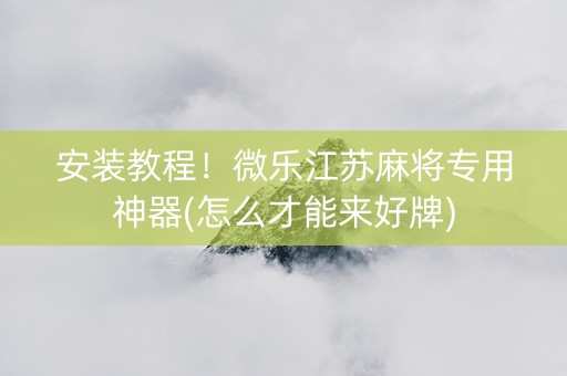 安装教程！微乐江苏麻将专用神器(怎么才能来好牌)