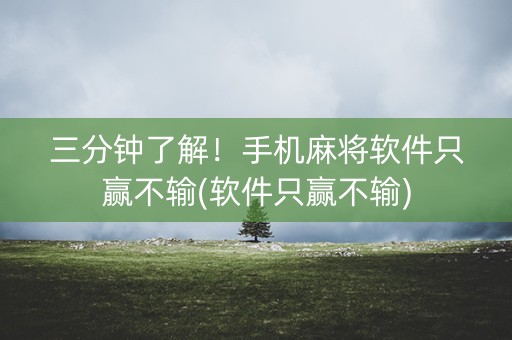 三分钟了解！手机麻将软件只赢不输(软件只赢不输)