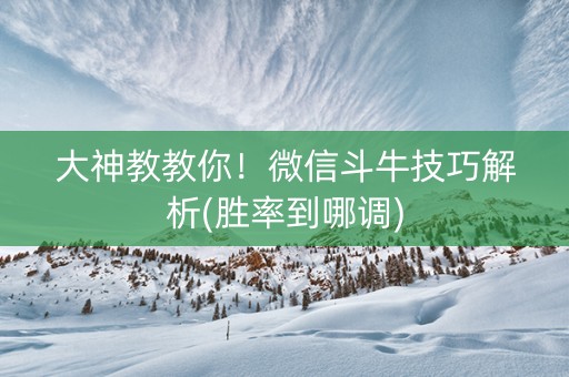 大神教教你！微信斗牛技巧解析(胜率到哪调)