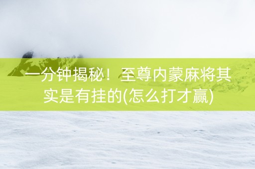 一分钟揭秘！至尊内蒙麻将其实是有挂的(怎么打才赢)