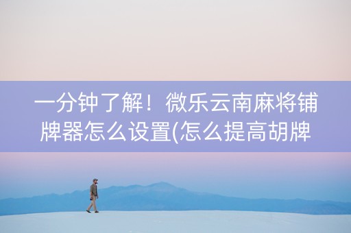 一分钟了解！微乐云南麻将铺牌器怎么设置(怎么提高胡牌率)