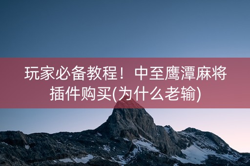 玩家必备教程！中至鹰潭麻将插件购买(为什么老输)