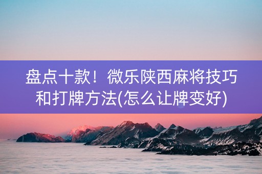 盘点十款！微乐陕西麻将技巧和打牌方法(怎么让牌变好)