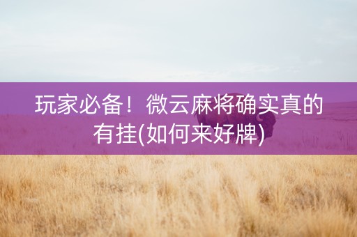 玩家必备！微云麻将确实真的有挂(如何来好牌)