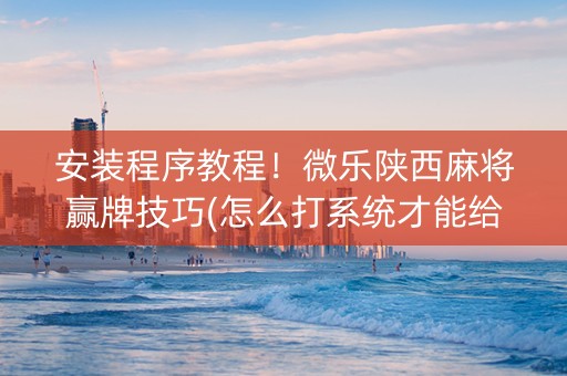 安装程序教程！微乐陕西麻将赢牌技巧(怎么打系统才能给好牌)
