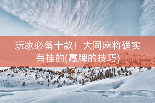玩家必备十款！大同麻将确实有挂的(赢牌的技巧)
