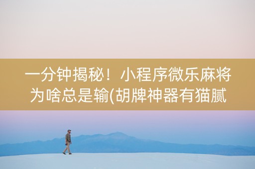 一分钟揭秘！小程序微乐麻将为啥总是输(胡牌神器有猫腻吗)