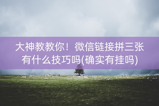 大神教教你！微信链接拼三张有什么技巧吗(确实有挂吗)