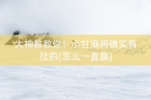 大神教教你！小甘麻将确实有挂的(怎么一直赢)