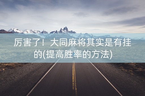 厉害了！大同麻将其实是有挂的(提高胜率的方法)