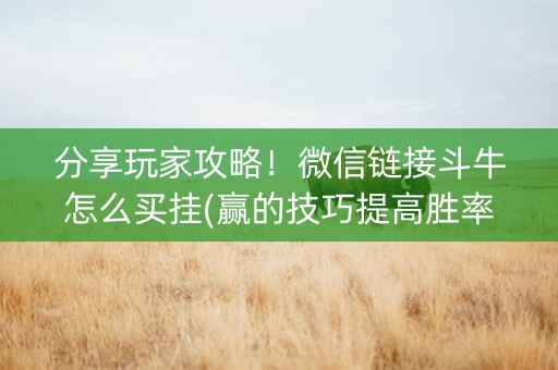 分享玩家攻略！微信链接斗牛怎么买挂(赢的技巧提高胜率)