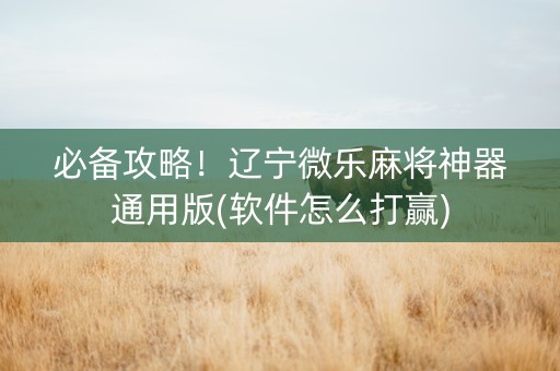 必备攻略！辽宁微乐麻将神器通用版(软件怎么打赢)