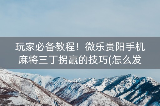玩家必备教程！微乐贵阳手机麻将三丁拐赢的技巧(怎么发好牌)