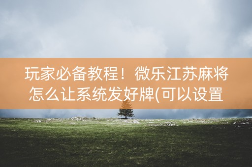 玩家必备教程！微乐江苏麻将怎么让系统发好牌(可以设置输赢吗)