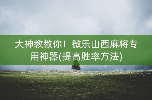大神教教你！微乐山西麻将专用神器(提高胜率方法)