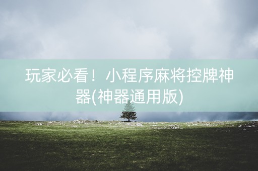 玩家必看！小程序麻将控牌神器(神器通用版)