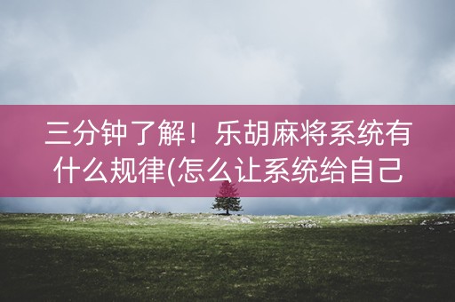 三分钟了解！乐胡麻将系统有什么规律(怎么让系统给自己好牌)