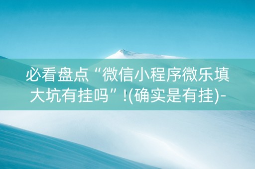 必看盘点“微信小程序微乐填大坑有挂吗”!(确实是有挂)-抖音