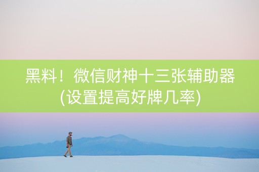 黑料！微信财神十三张辅助器(设置提高好牌几率)