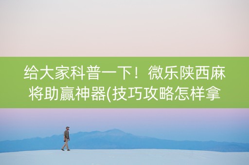 给大家科普一下！微乐陕西麻将助赢神器(技巧攻略怎样拿好牌)