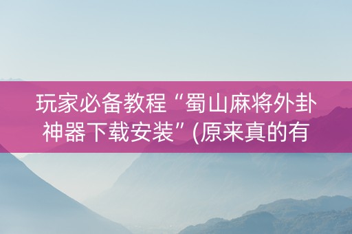 玩家必备教程“蜀山麻将外卦神器下载安装”(原来真的有挂)-抖音