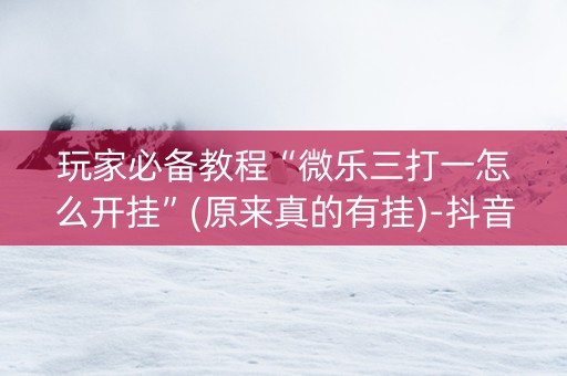 玩家必备教程“微乐三打一怎么开挂”(原来真的有挂)-抖音