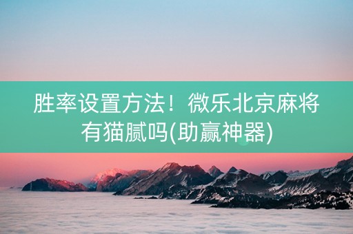 胜率设置方法！微乐北京麻将有猫腻吗(助赢神器)