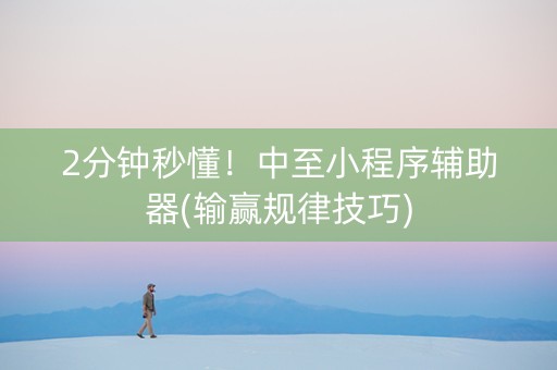 2分钟秒懂！中至小程序辅助器(输赢规律技巧)