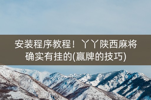 安装程序教程！丫丫陕西麻将确实有挂的(赢牌的技巧)