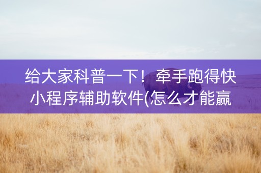 给大家科普一下！牵手跑得快小程序辅助软件(怎么才能赢)