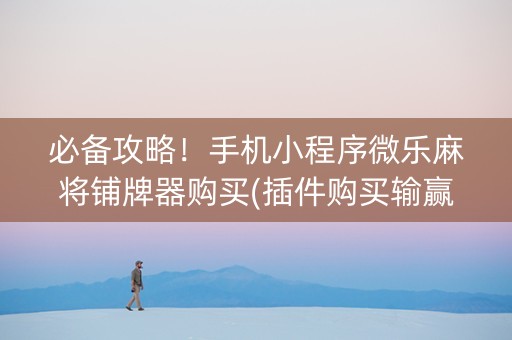 必备攻略！手机小程序微乐麻将铺牌器购买(插件购买输赢规律)