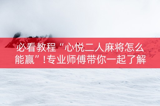 必看教程“心悦二人麻将怎么能赢”!专业师傅带你一起了解（详细教程）-抖音