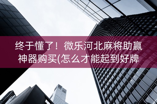 终于懂了！微乐河北麻将助赢神器购买(怎么才能起到好牌)