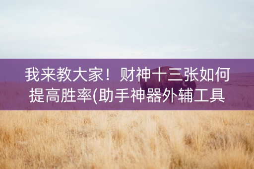 我来教大家！财神十三张如何提高胜率(助手神器外辅工具)