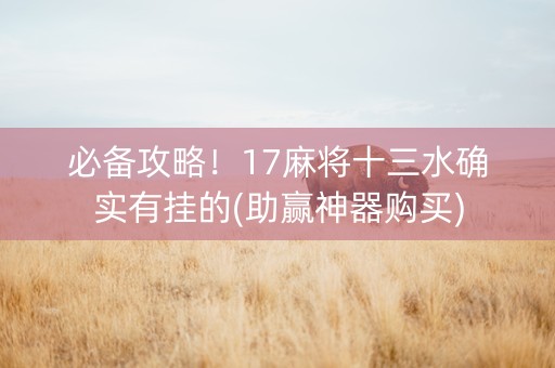 必备攻略！17麻将十三水确实有挂的(助赢神器购买)