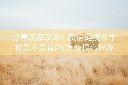 分享玩家攻略！微信链接斗牛挂是不是真的(怎么提高好牌几率)
