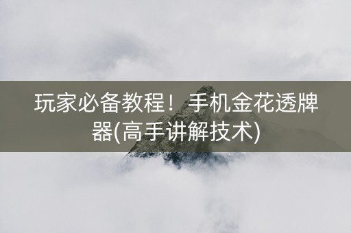 玩家必备教程！手机金花透牌器(高手讲解技术)