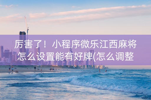 厉害了！小程序微乐江西麻将怎么设置能有好牌(怎么调整胜率)