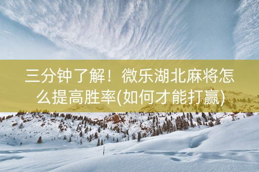 三分钟了解！微乐湖北麻将怎么提高胜率(如何才能打赢)