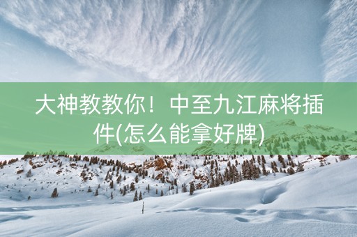 大神教教你！中至九江麻将插件(怎么能拿好牌)