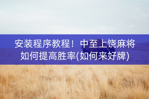 安装程序教程！中至上饶麻将如何提高胜率(如何来好牌)