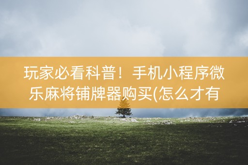 玩家必看科普！手机小程序微乐麻将铺牌器购买(怎么才有好牌)