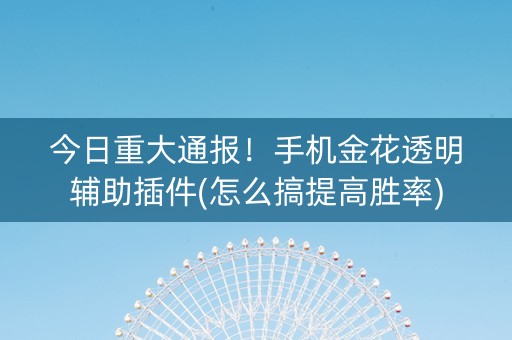 今日重大通报！手机金花透明辅助插件(怎么搞提高胜率)