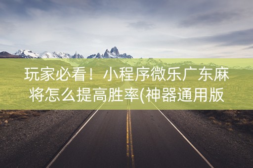 玩家必看！小程序微乐广东麻将怎么提高胜率(神器通用版)