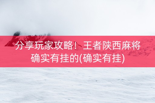 分享玩家攻略！王者陕西麻将确实有挂的(确实有挂)